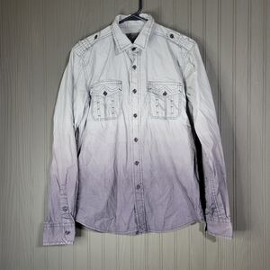 Royal Premium Long Sleeve Button Down Shirt Roll Tab Gradient Gray Men's Medium